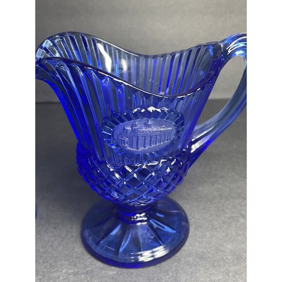 Fostoria Glass Avon George Washington Goblet Mt Vernon Pitcher Cobalt Blue - Picture 5 of 10